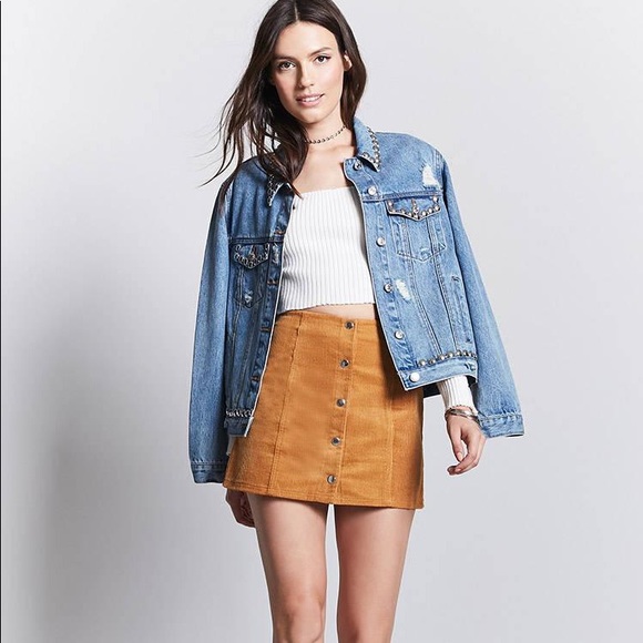 Forever 21 Corduroy Button Up Skirt - Picture 2 of 3